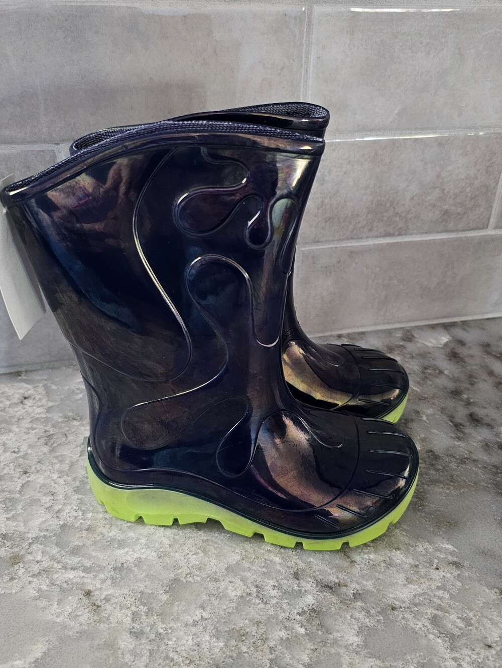 Skeeper Toddler Boys Rain Boots Size 9 Navy Blue Iridescent Flame Kmart